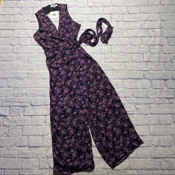 NEW JACK by BB Dakota Swish Swish Deep Blue Ditsy Printed Maxi Jumpsuit - Picture 2 of 10